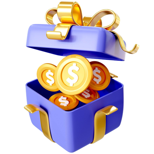 Stylized gift box with gold coins — bonuses & banking on Cyl88 Malaysia